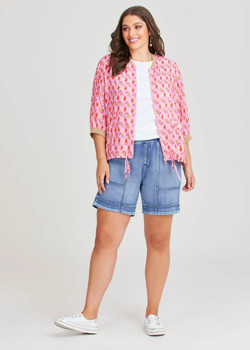 Natural Geo Print Bomber