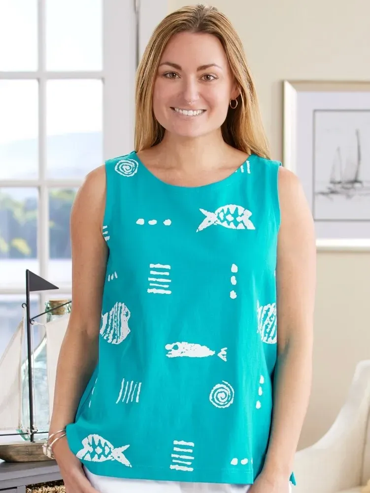 M.MAC Rock Fish Sleeveless Cotton Knit Top