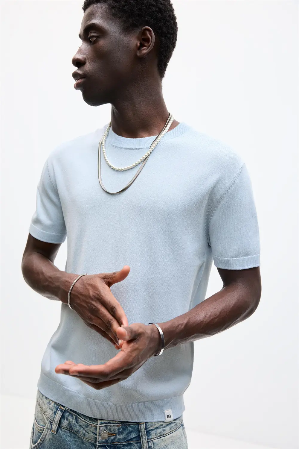 Short sleeve knit T-shirt
