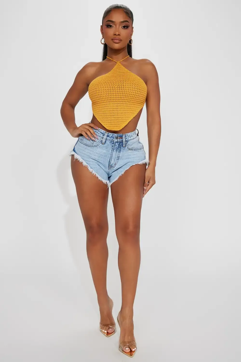 Front Row Ticket Non Stretch Denim Cut Off Shorts - Light Wash