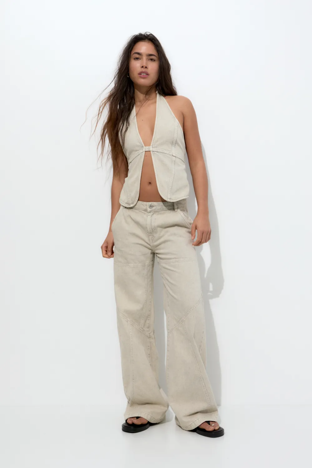 Top vaquero halter costuras