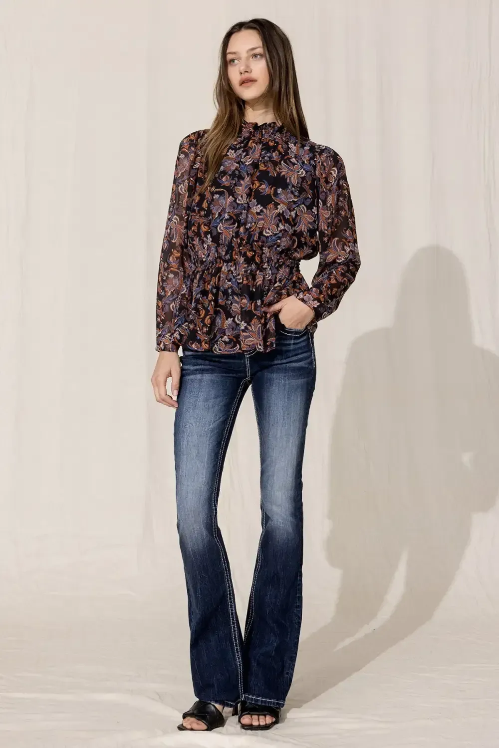 Paisley Chiffon Smock Blouse