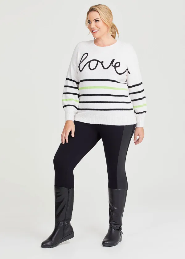 Ponte Faux Leather Zip Legging
