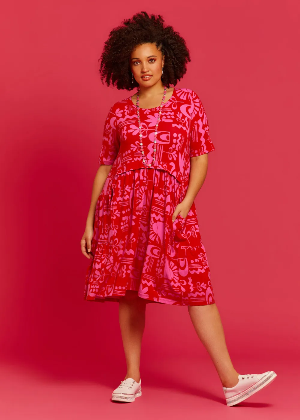 Natural Tango Tier Dress