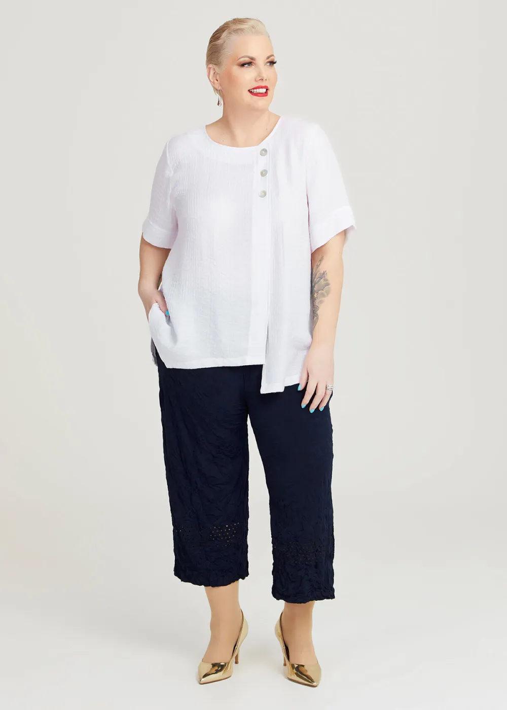Laser Cut Crush Cullote Pant