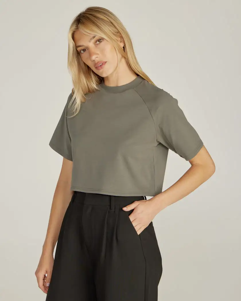 Lux Relaxed Mockneck Raglan Tee