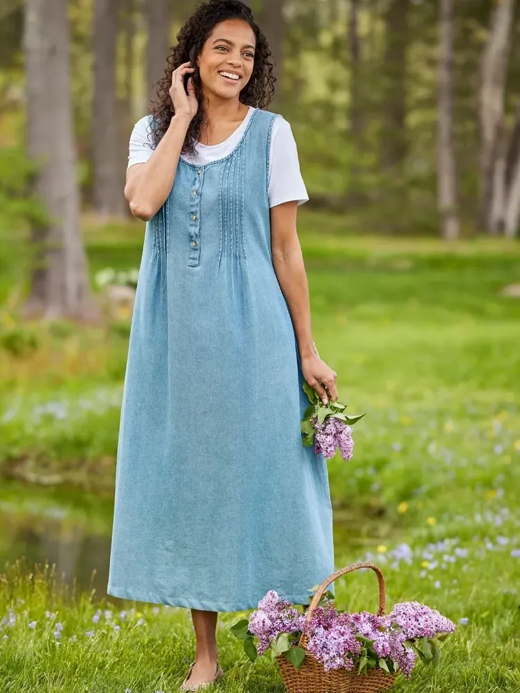 Denim Pintuck Jumper