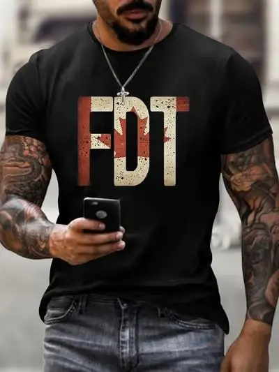 Men'S Retro Canada FDT Print T-Shirt