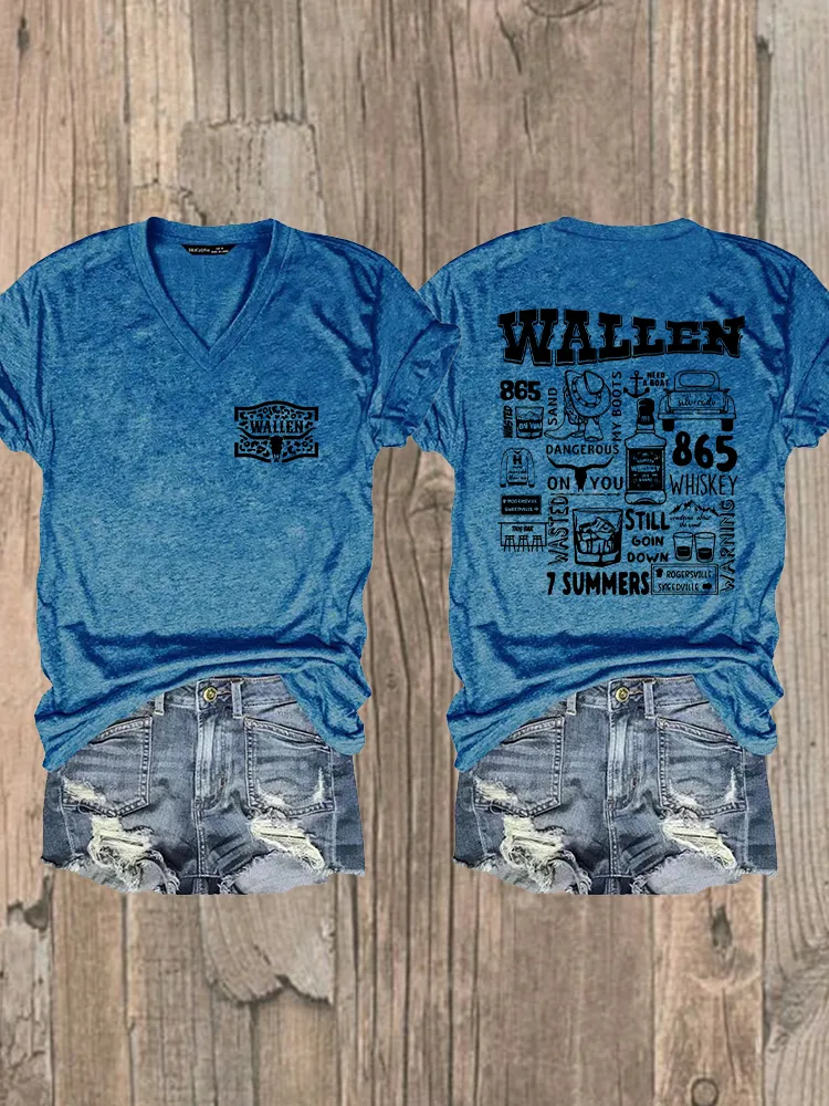 Women'S Wallen 2025 V-Neck T-Shirt
