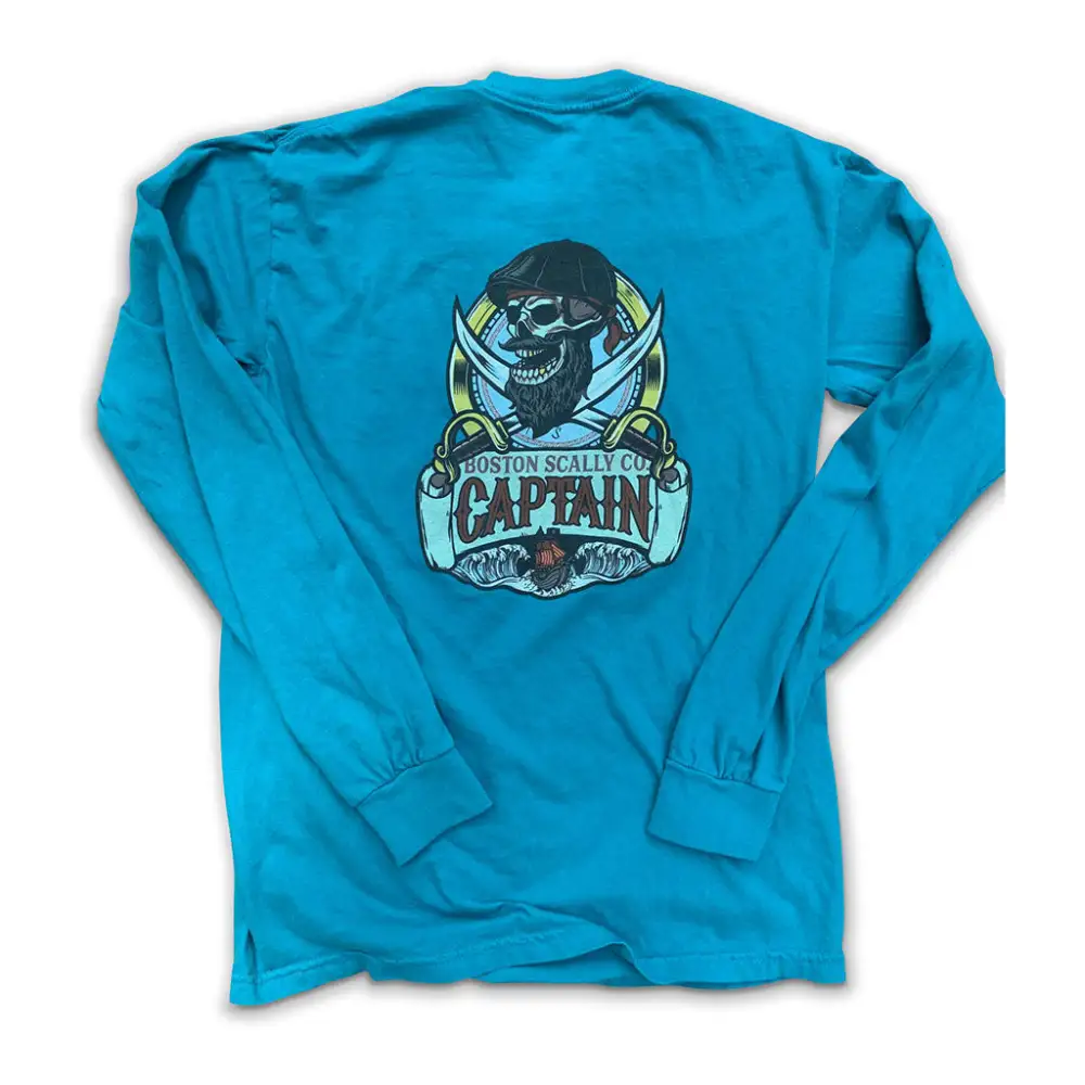 Boston Scally The Captain Long Sleeve Pocket Tee - Topaz Blue