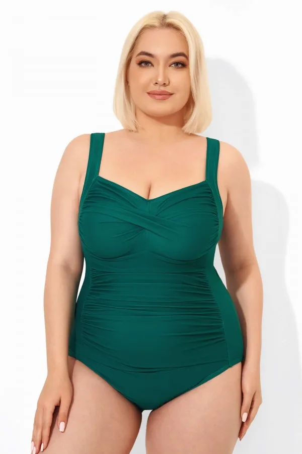 Purple Textured Twist Front One Piece Swimsuit