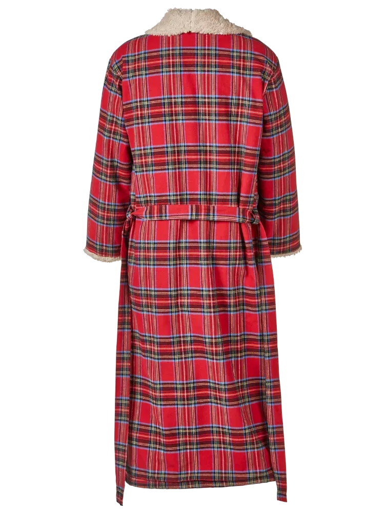 Women's Sherpa-Lined Portuguese Cotton Flannel Wrap Robe