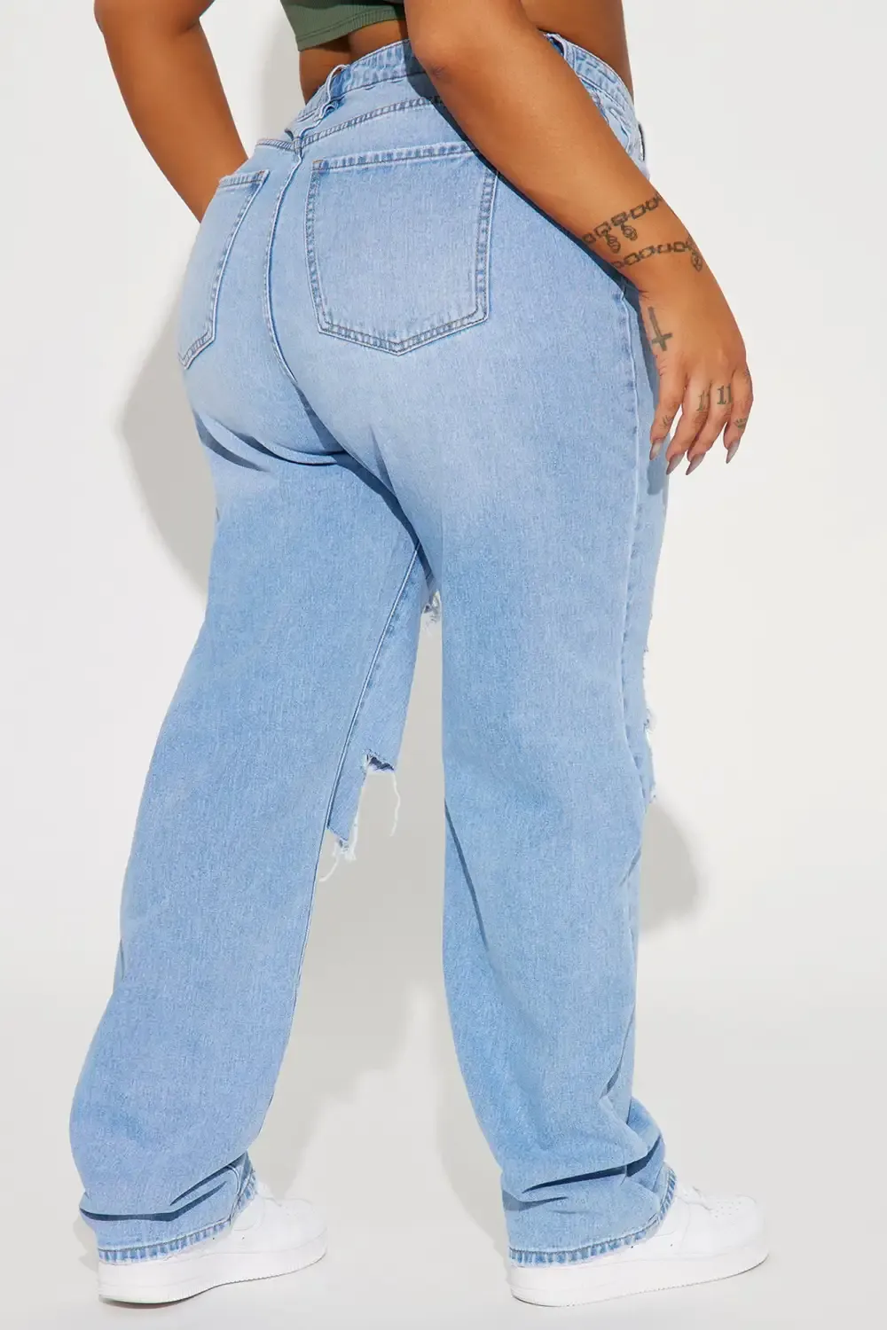 Just For You Ripped Non Stretch Straight Leg Jean - Light Wash