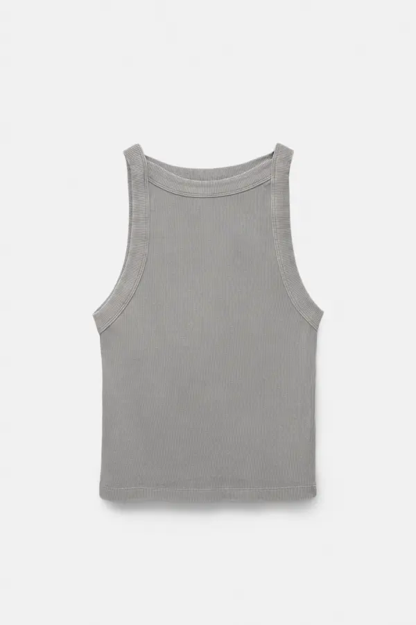 Halter neck tank top with trims