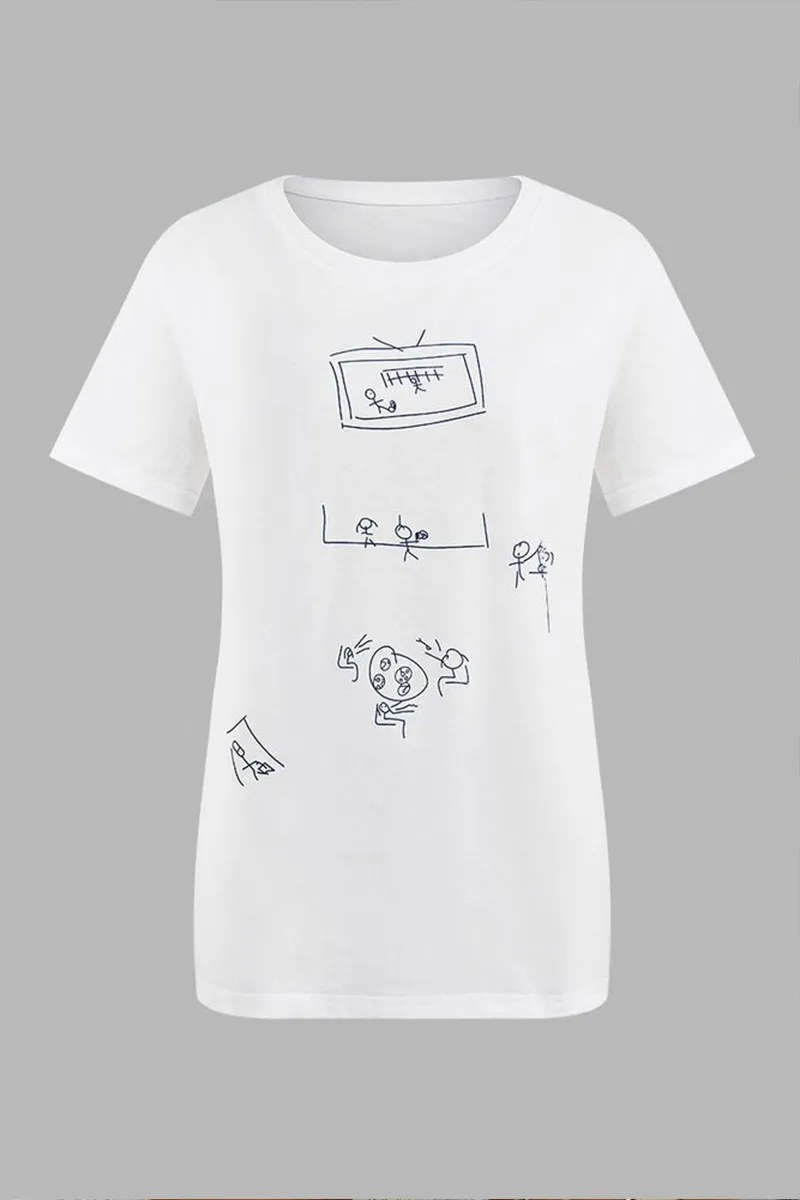 Charity Oil Paintings by Children Round Neck Short Sleeve T-Shirt