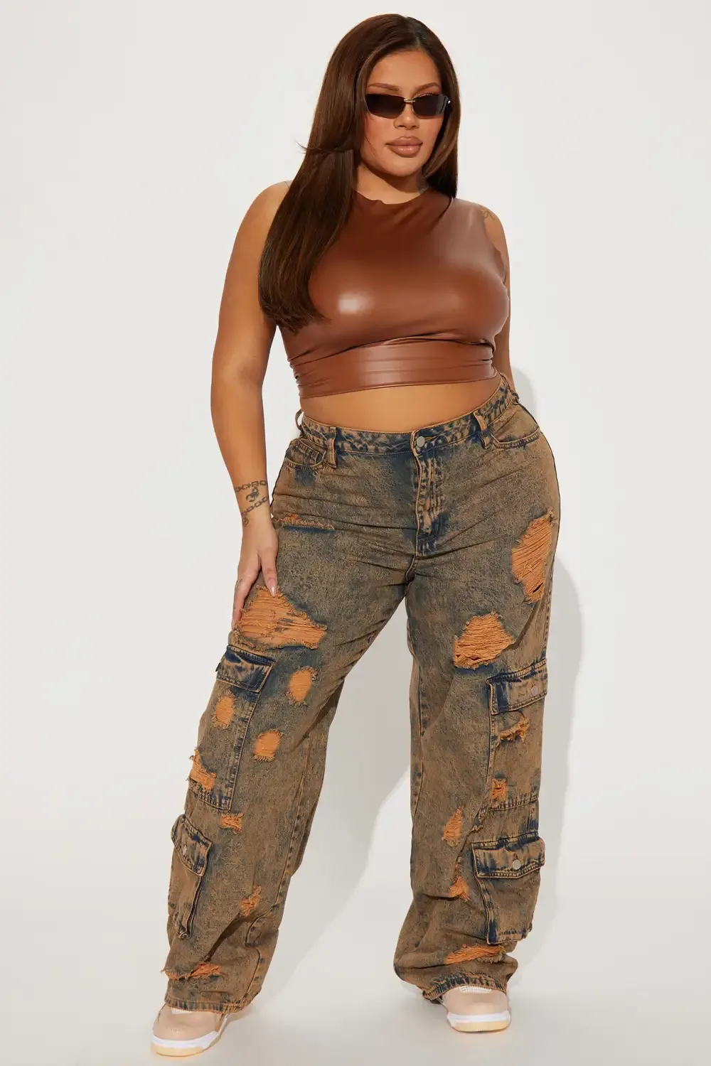 Riley Ripped Baggy Cargo Jean - Copper