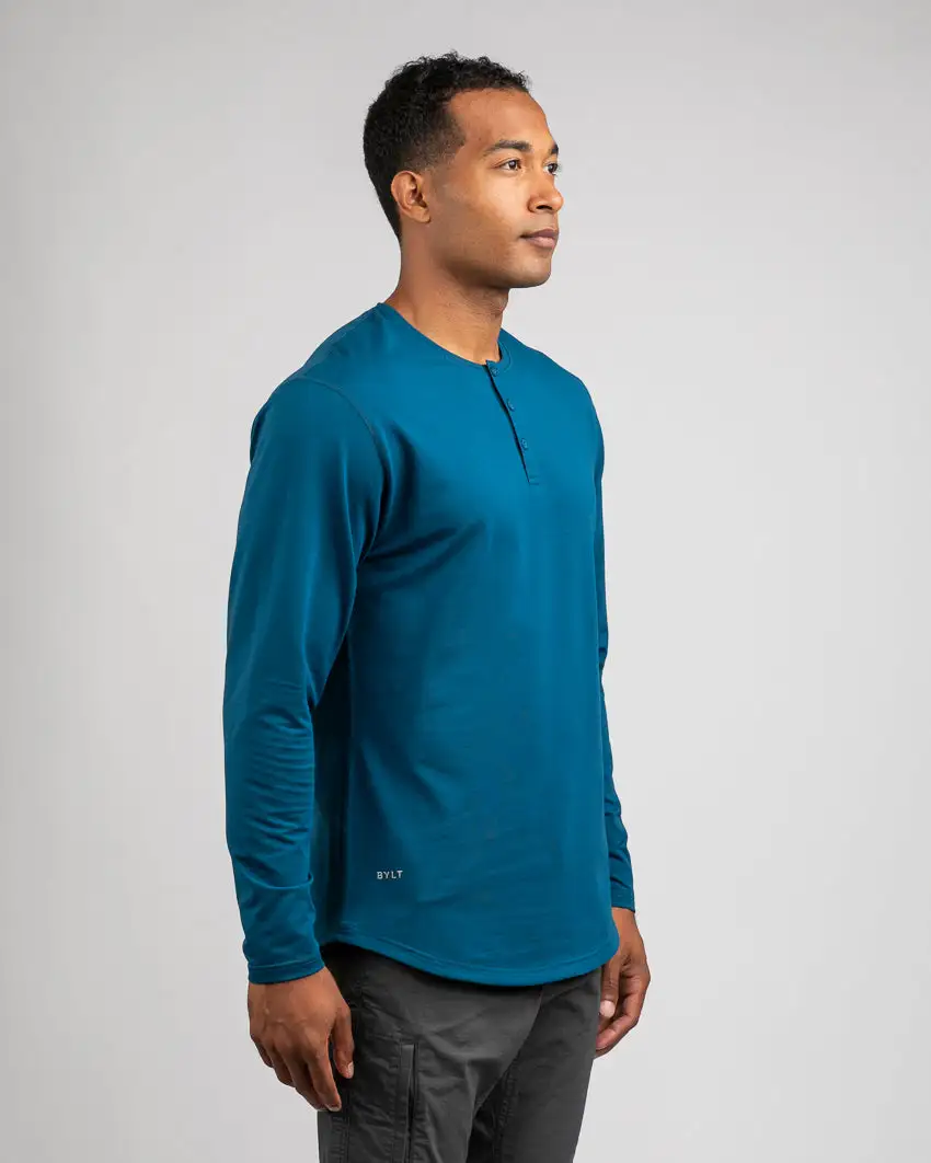 Henley Drop-Cut Long Sleeve: Lux