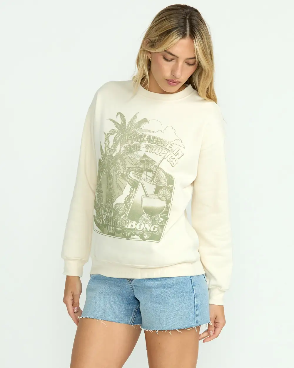 Paradise Awaits Crewneck Sweatshirt - Whitecap