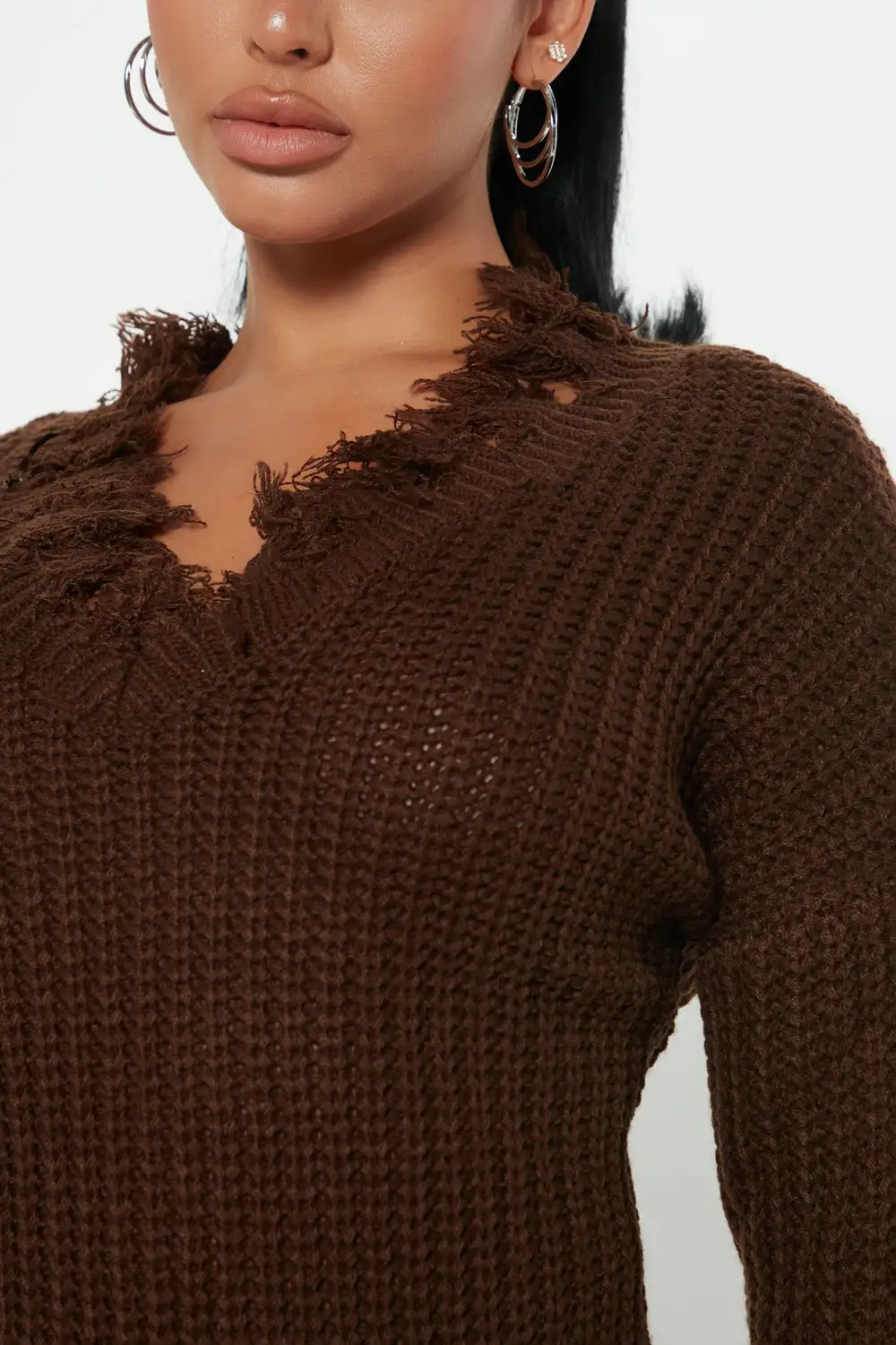 Always Distressing Me Out Sweater - Chocolate