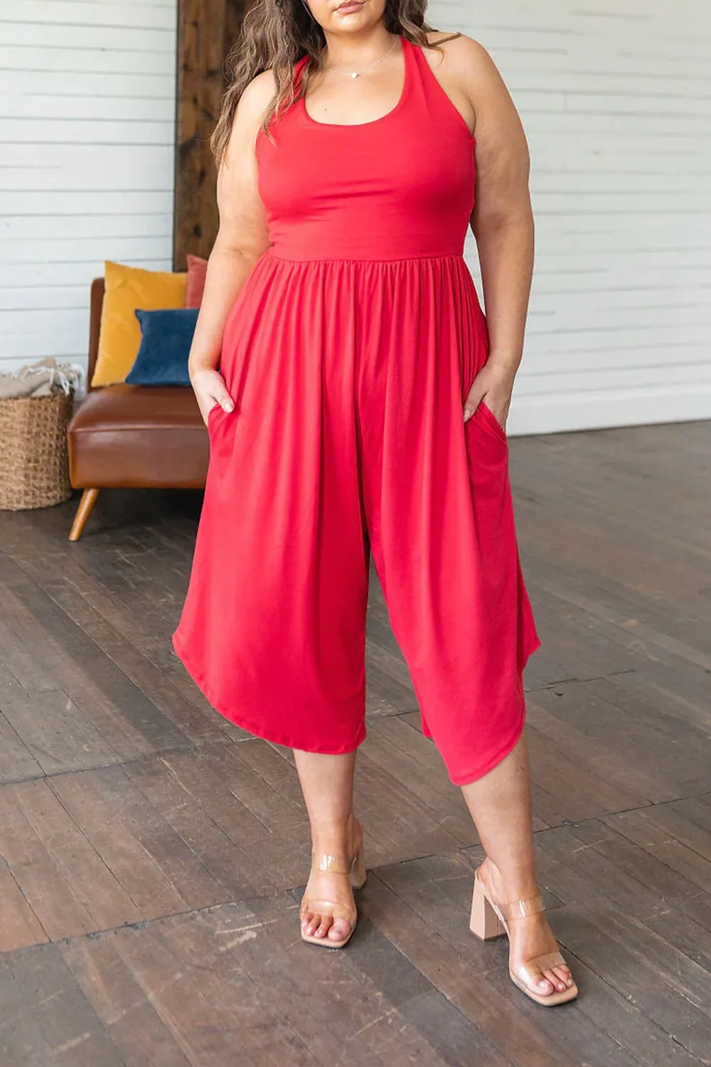 Red Daily Loose Personality Jumpsuit
