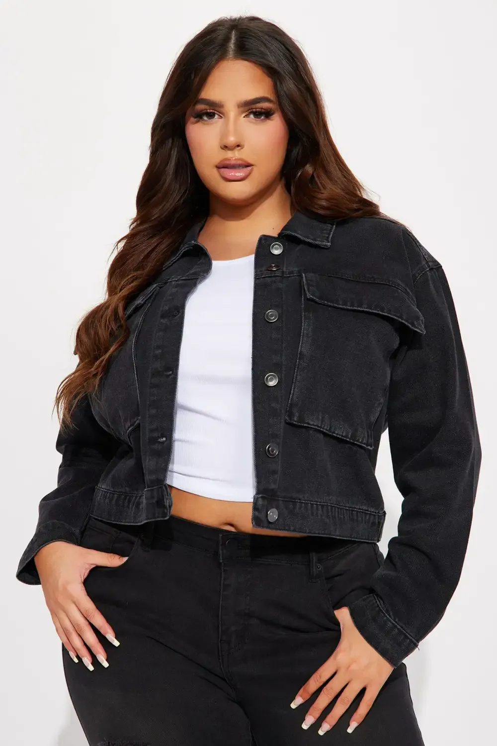 Do It Right Cargo Denim Jacket - Black Wash