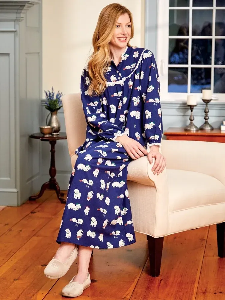 Lanz Puppy-Love Flannel Nightgown