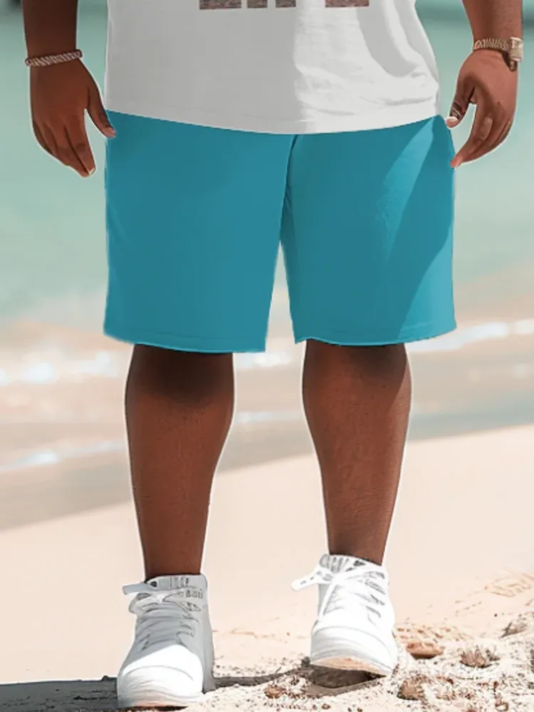 Big Men'S Gradient Coconut Tree T-Shirt And Shorts Set