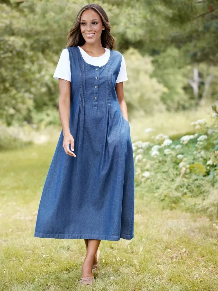Denim Pintuck Jumper