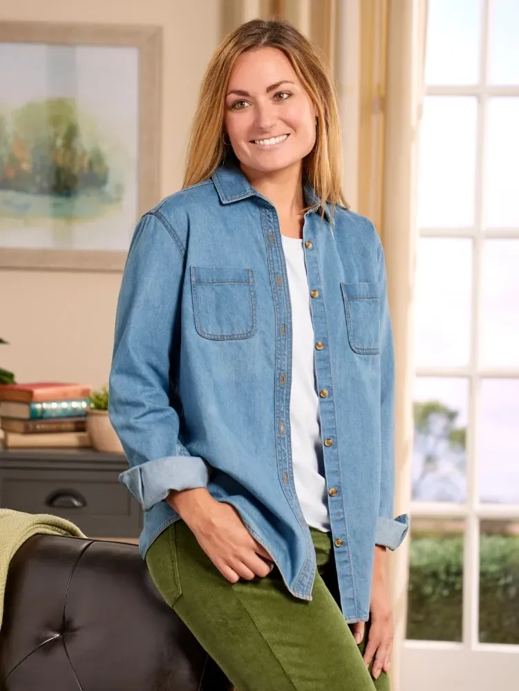 Women's Soft Wash Cotton Denim Shirt