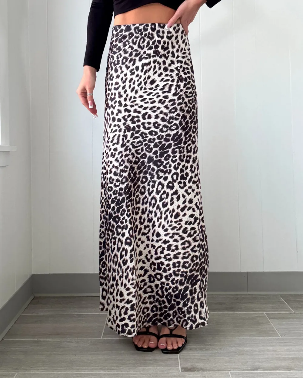 Satin Maxi Skirt - Leopard