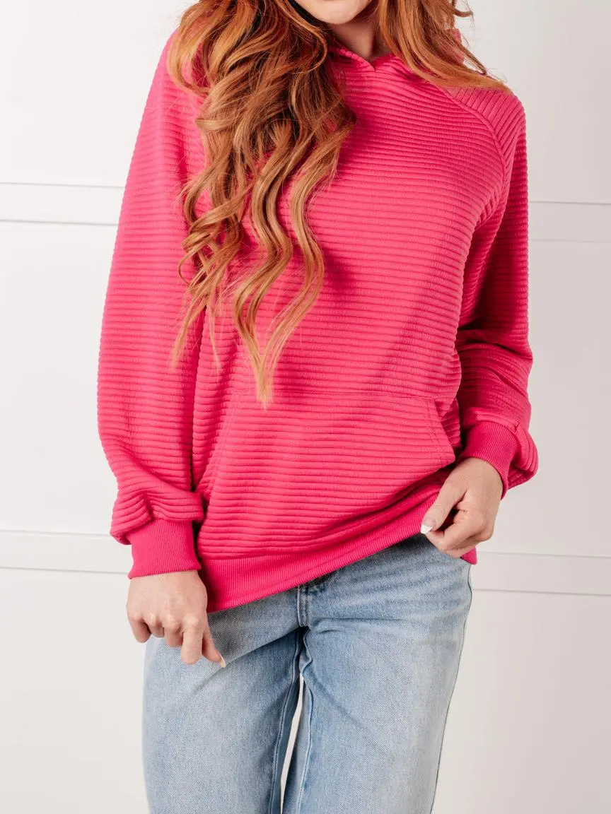 Loose Daily Simple Rose Pocket Hoodie