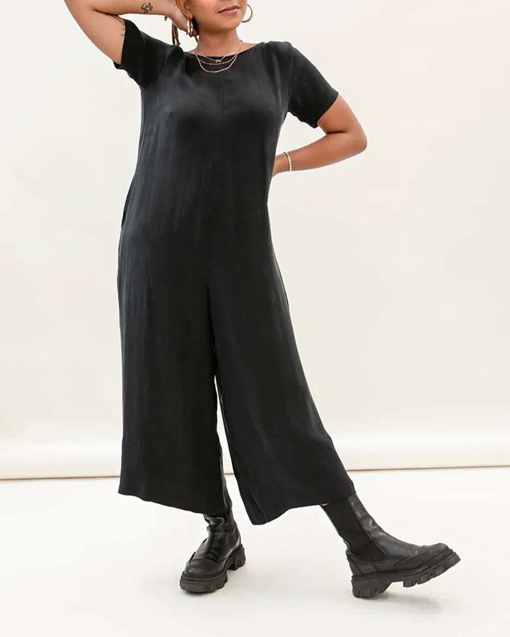 BLACK CUPRO JUMPSUIT