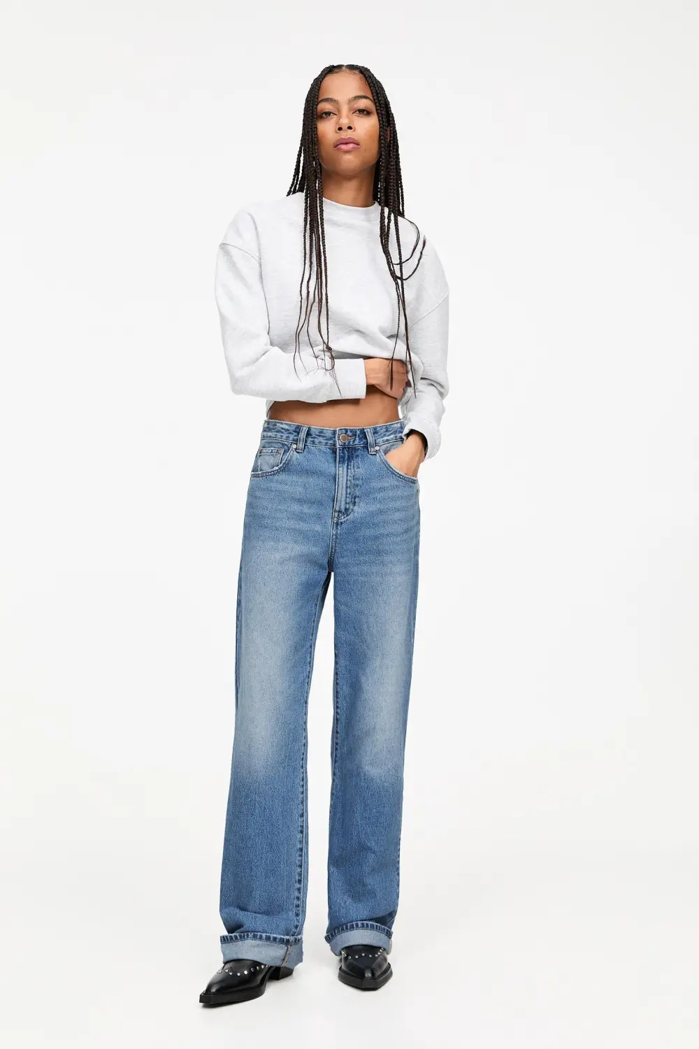 Jeans baggy rectos vuelta bajo