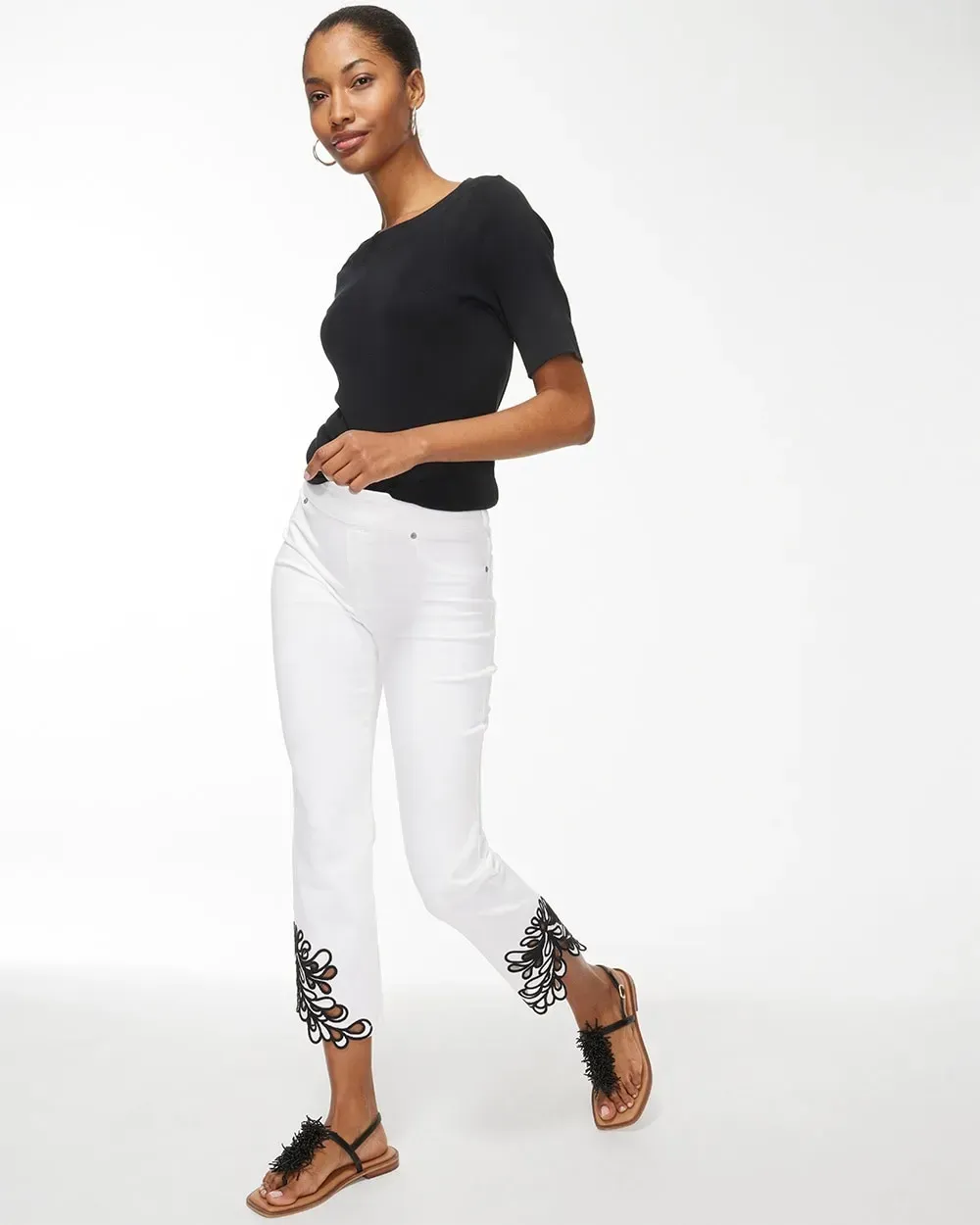 Dolphin Hem Pull-On Crops Alabaster