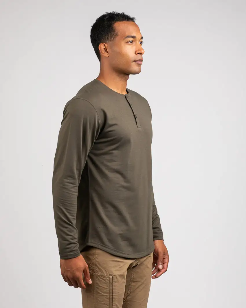 Henley Drop-Cut Long Sleeve: Bylt Signature