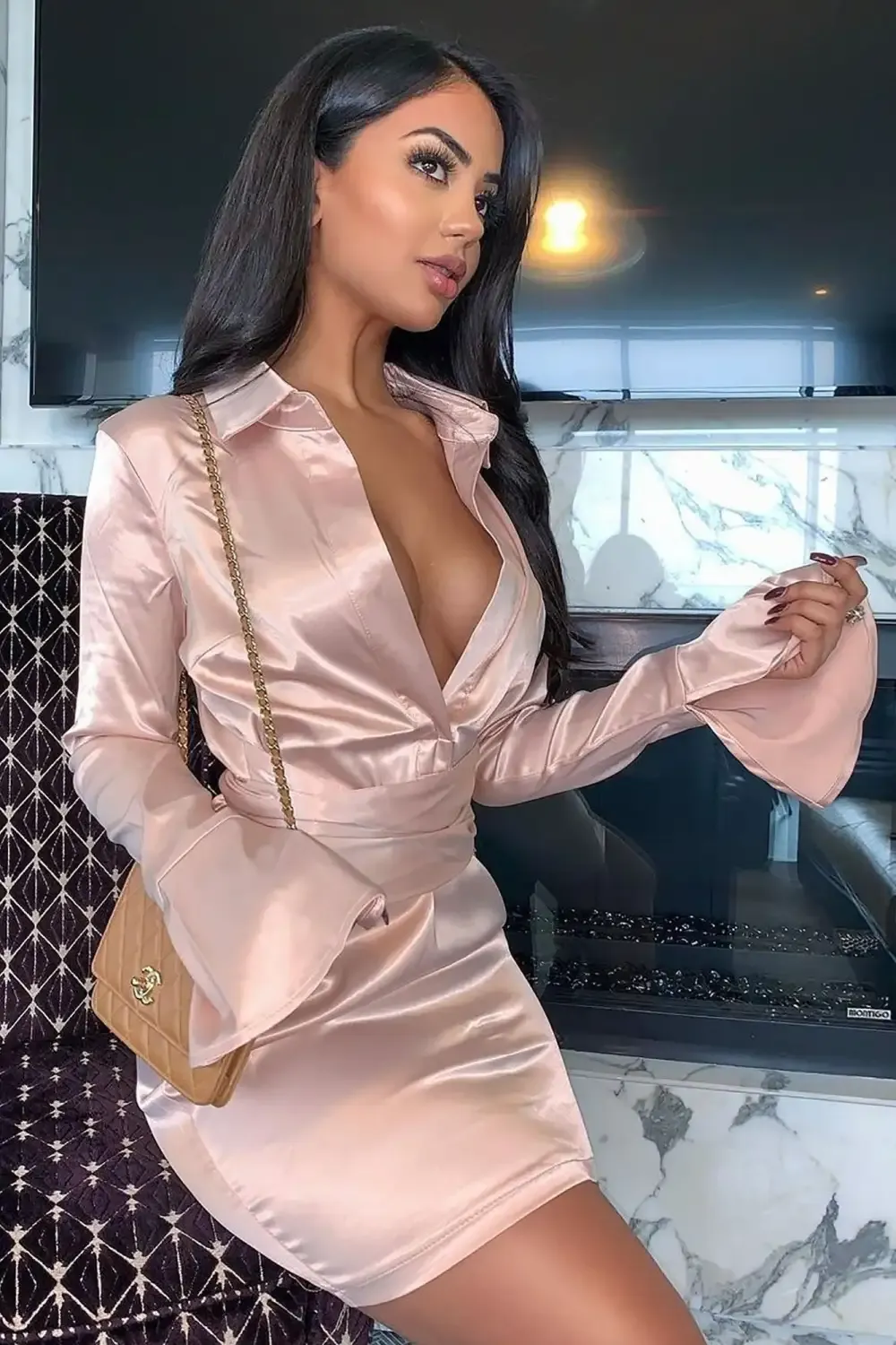 Step Up Satin Mini Dress - Pink