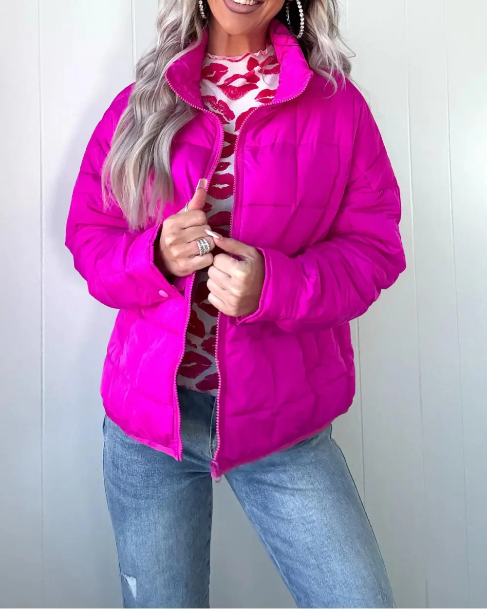 Views Puffer Jacket - Fuchsia