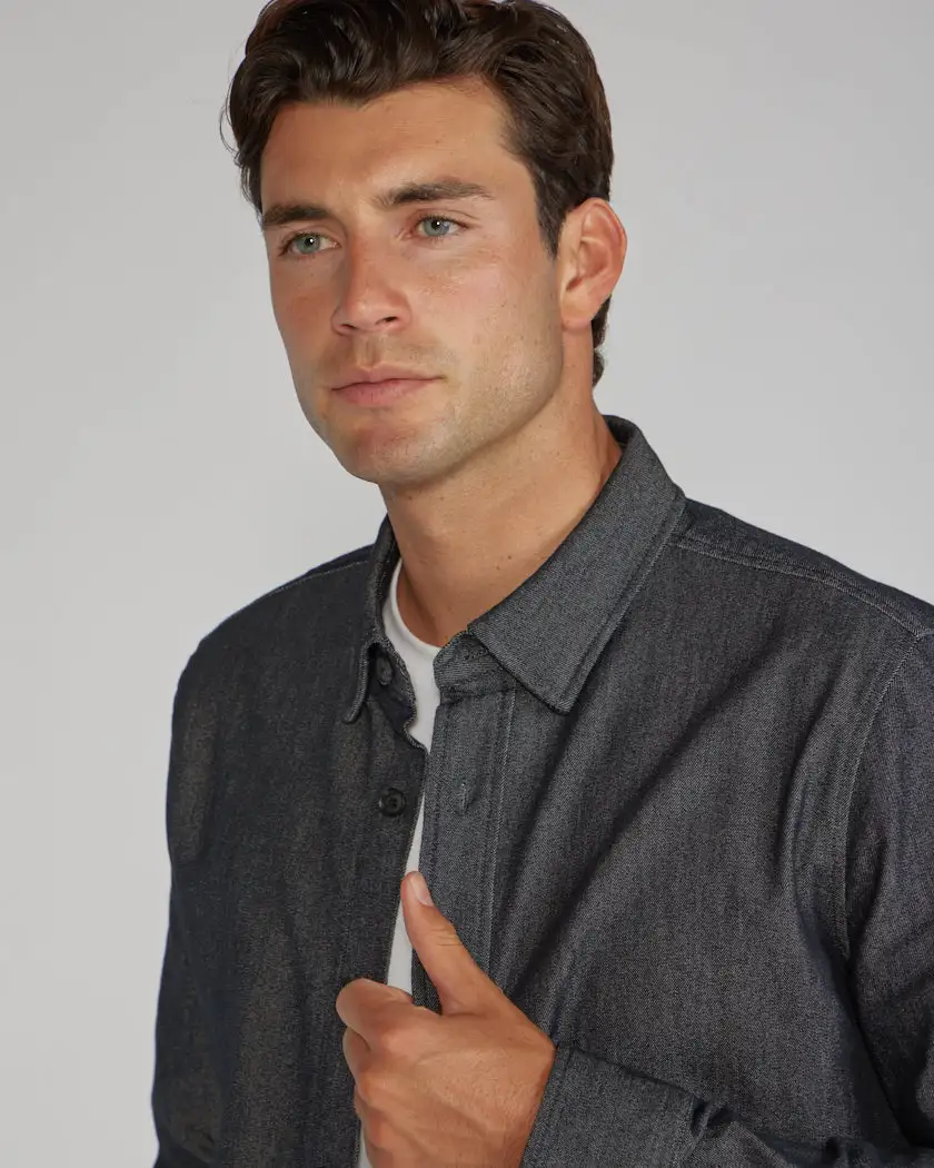 Tech Denim Long Sleeve Button Down