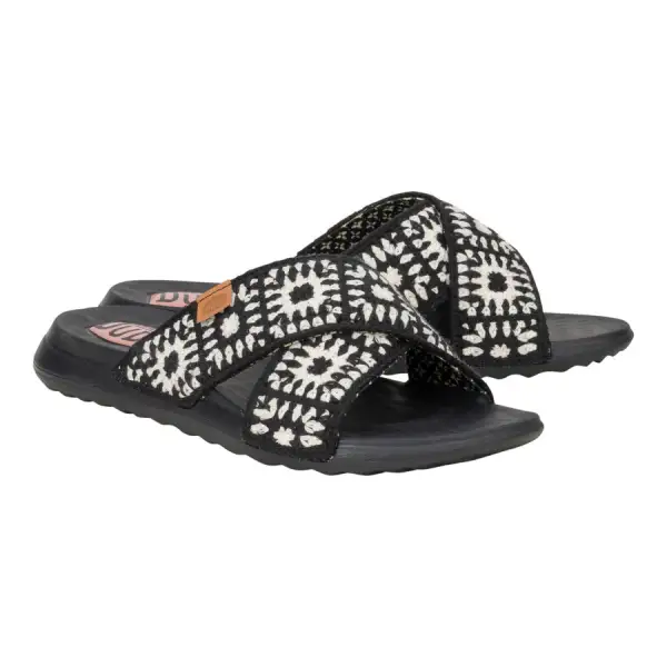 Christi Slide Cottage Crochet - Black/White