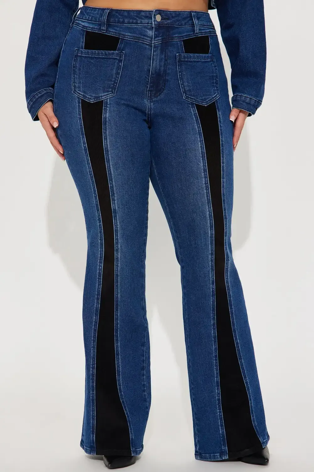 Splitting Ways Stretch Flare Jeans - Medium Wash