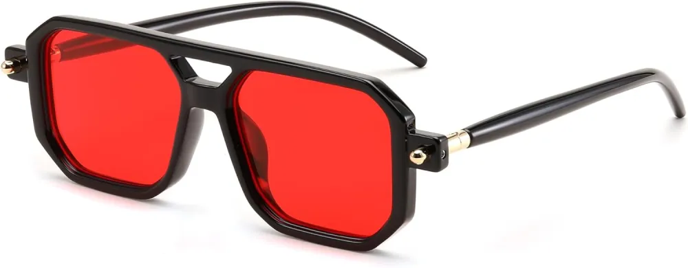 FEISEDY Vintage Square 70s Flat Aviator Sunglasses Women Men Classic Retro Stylish Frame UV400 Sunglasses B2622