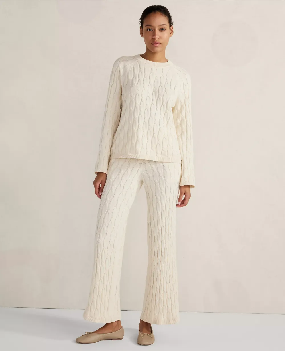 Haven Well Within Cotton Cashmere Cable Knit Wide Leg Pants