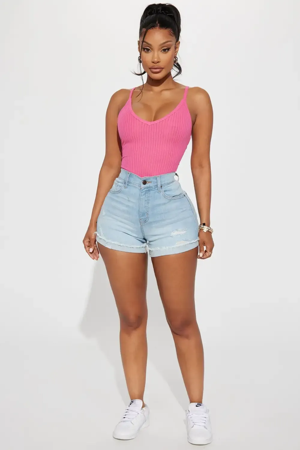 Keep It Tight Lux Stretch Denim Shorts - Light Wash