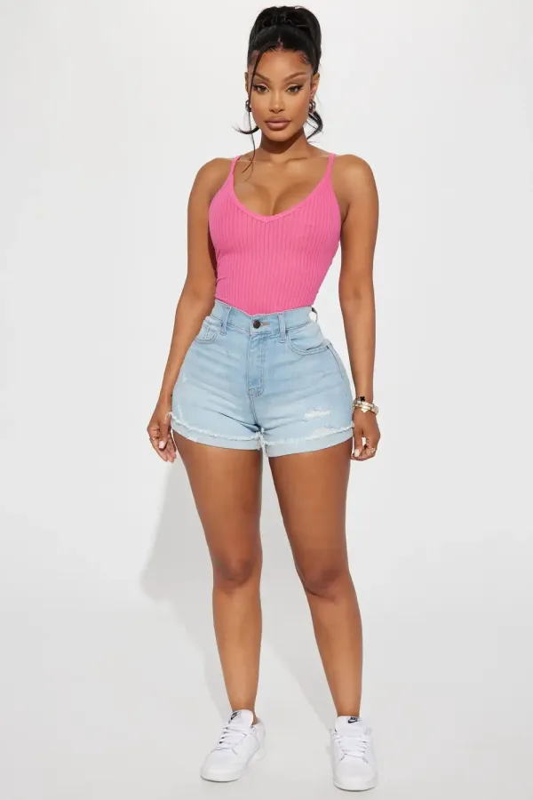 Keep It Tight Lux Stretch Denim Shorts - Light Wash