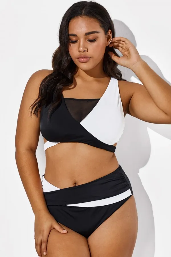 Colorblock Stylish Women Wrap Swimsuits Bikini Top