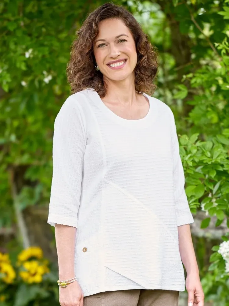 Crinkle Cotton 3/4 Sleeve Tunic Top
