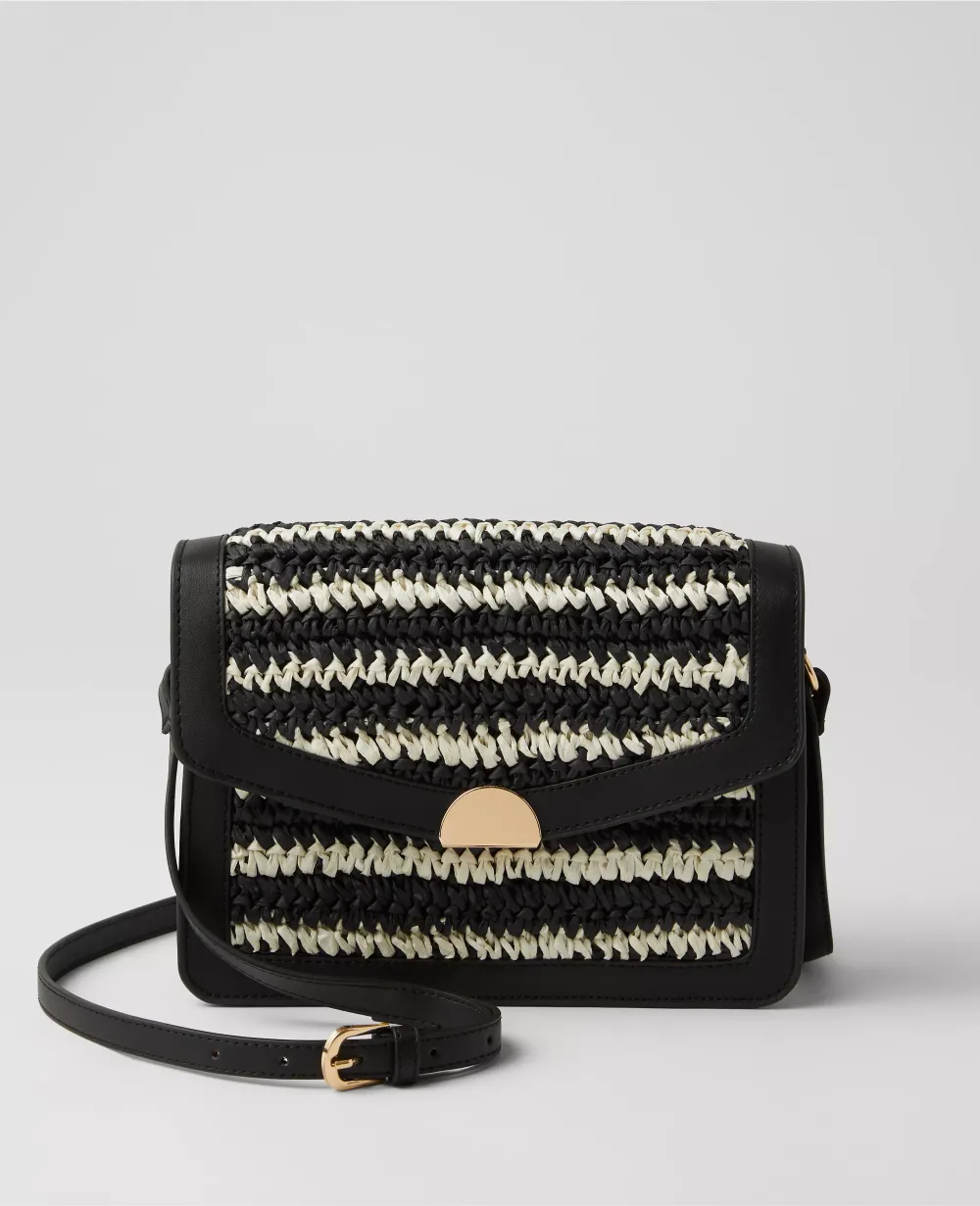 Weekend Collection Striped Raffia Crossbody Bag