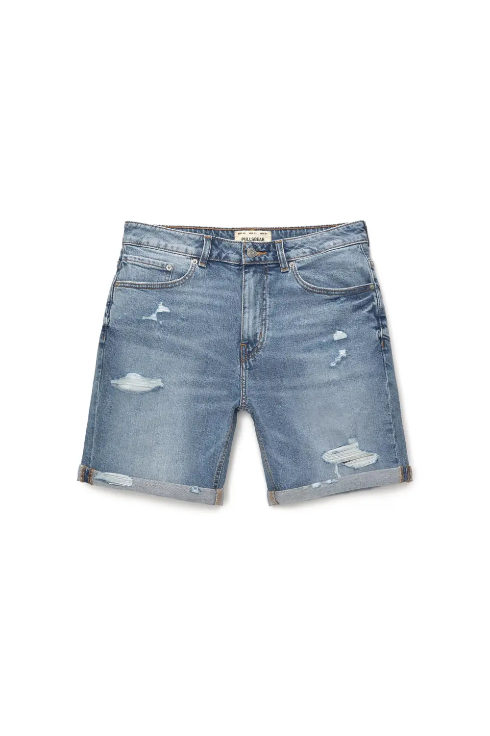 Ripped denim Bermuda shorts