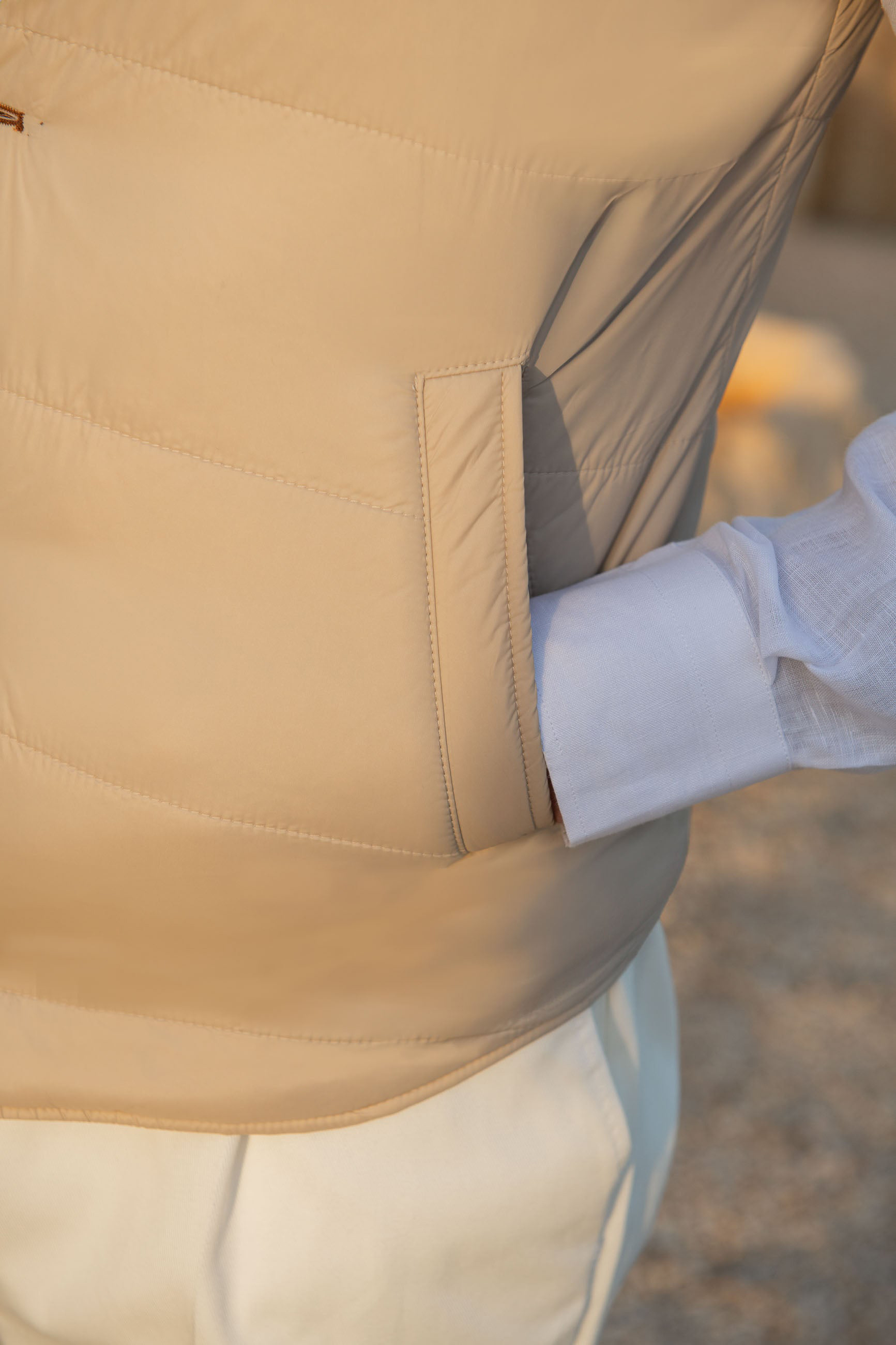 Rusty And Beige Reversible Vest In  Fabric