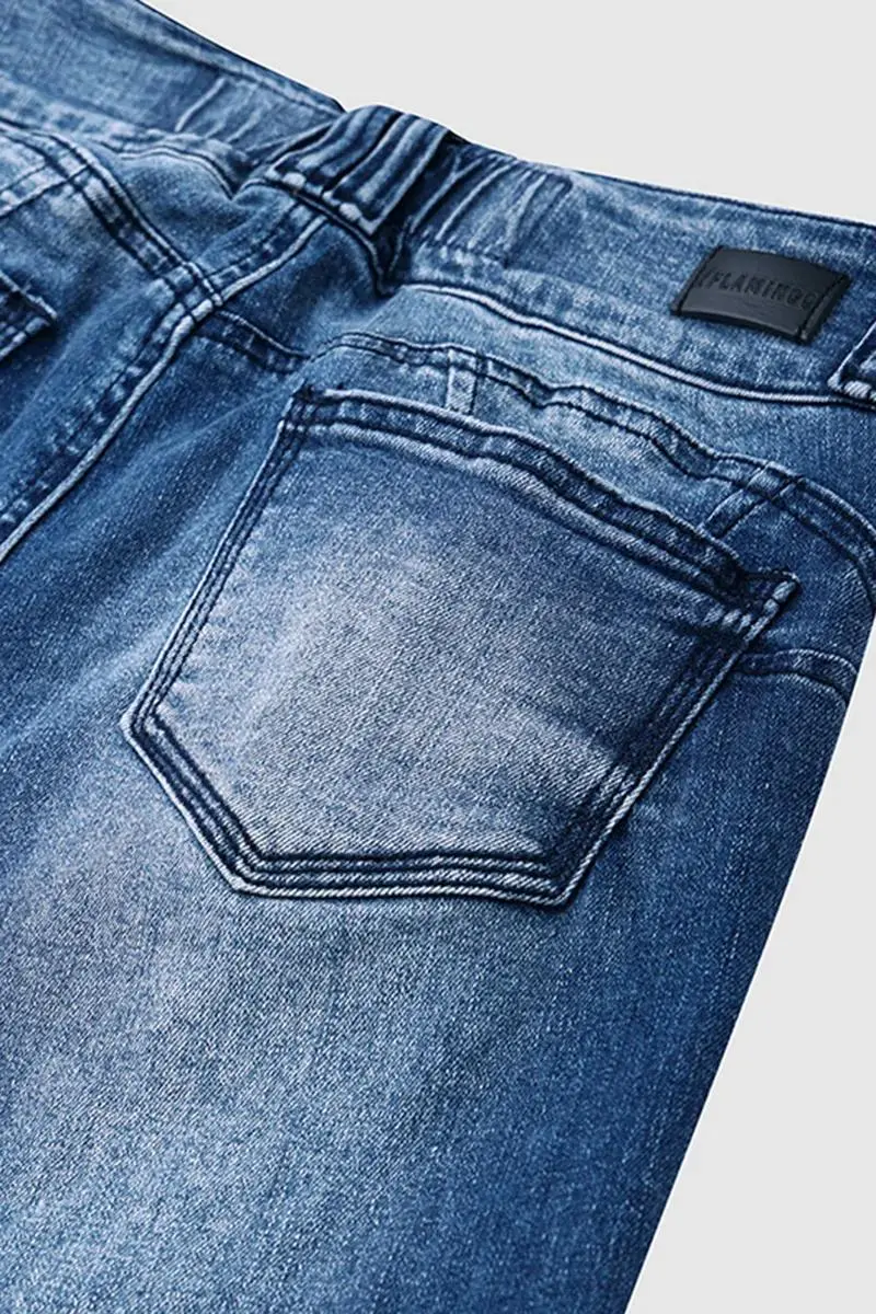 Wash Ripped Double Button High Rise Capri Jeans